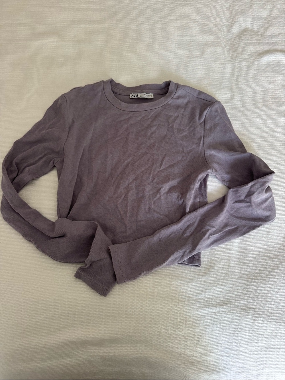 Zara Mauve Long-Sleeve Crewneck Top